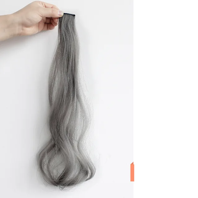 Curly Hair Hanging Ears, Hair Extension, Highlighting, Long Hair, Popular Color Wig Dark Grey - Shop at LoveMi