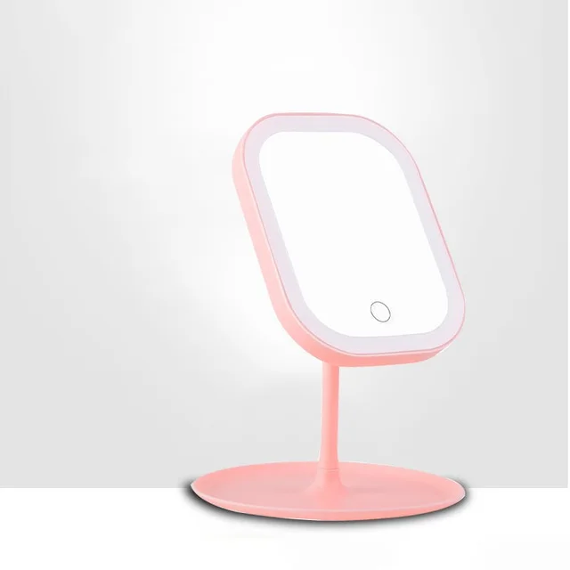 Desktop Mirror Dressing Mirror With Light Bulb Fill Light Beauty Makeup Pink - Shop at LoveMi