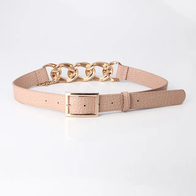 Women's Belt Personality Fashion Street Shooting Metal Chain Link Khaki - Shop at LoveMi