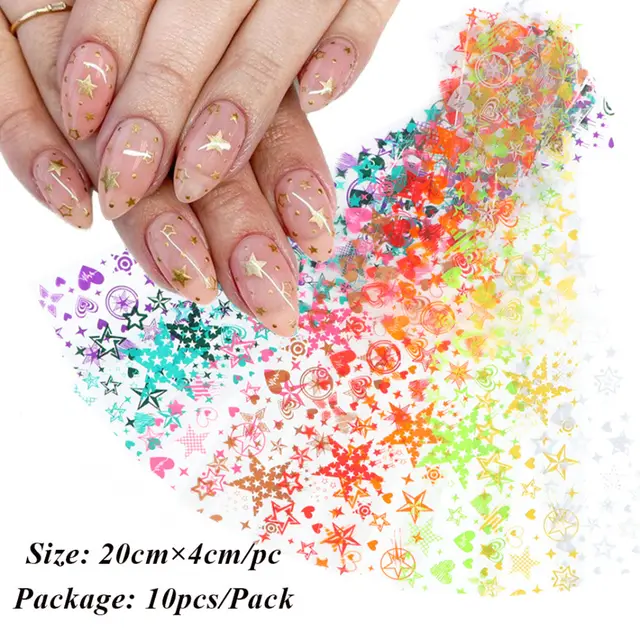 Nail Art 10 Color Laser Butterfly Nail Star Transfer Stickers - Shop at LoveMi