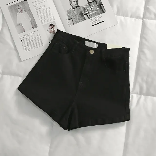 Denim Shorts Women Size Plus Small Size Wild Simple Package Hip Elastic Black - Shop at LoveMi
