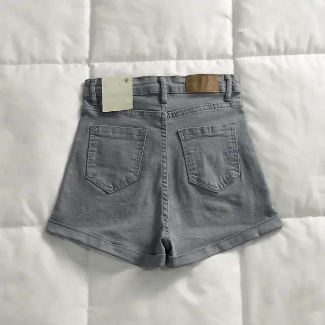 Denim Shorts Women Size Plus Small Size Wild Simple Package Hip Elastic Grey - Shop at LoveMi