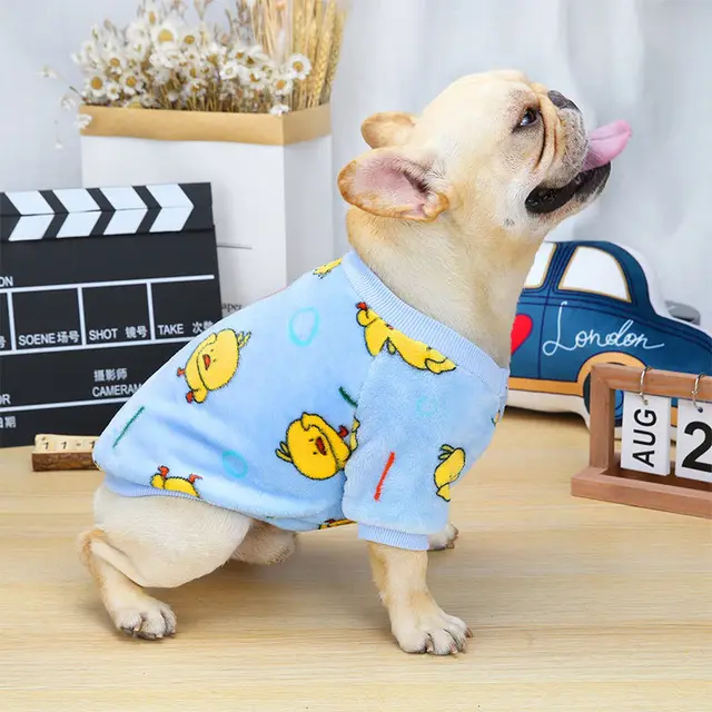 Pet Clothes Law Fighting Pug Dog Autumn And Winter Sweater Blue - Shop at LoveMi