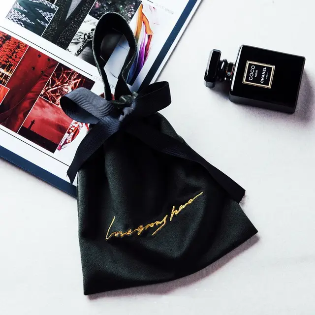 Velvet Cosmetic Bag Storage Bag Drawstring Dustproof Storage Bag Black - Shop at LoveMi