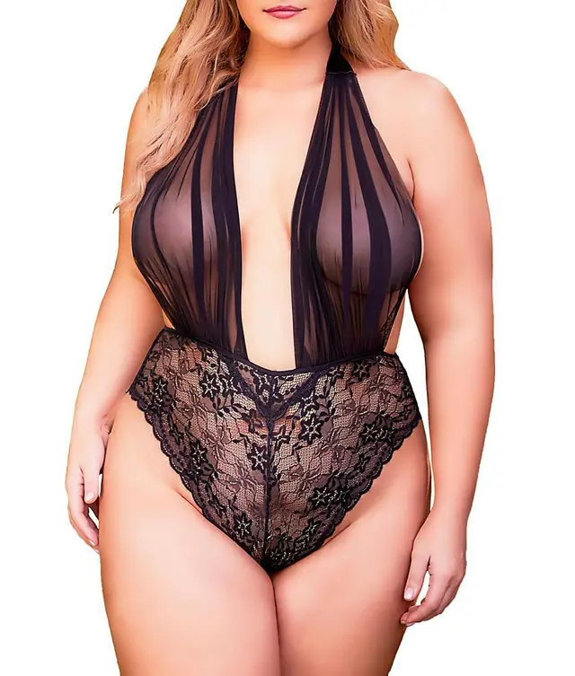 European And American Sexy Lingerie Sexy Imitation Ice Silk Plus Size Nightdress Black - Shop at LoveMi