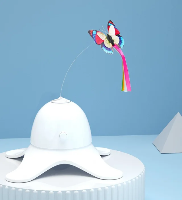 Electric Butterfly Funny Cat Toy Electric Funny Cat Stick Cat Toy White - Shop at LoveMi