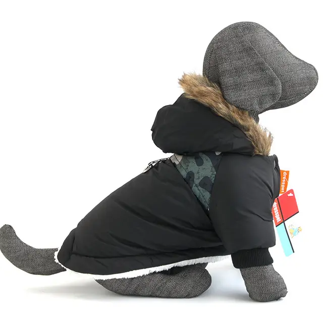 Dog Autumn And Winter Clothes Vest Hoodie Two Legged Plush Jacket Warm Coat Jacket Black - Shop at LoveMi