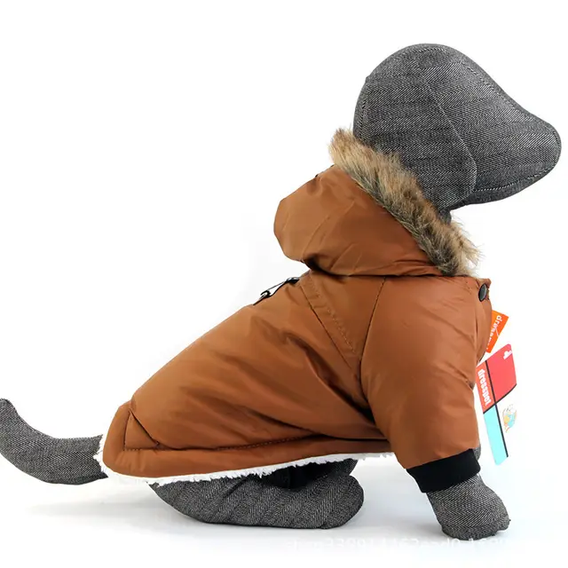 Dog Autumn And Winter Clothes Vest Hoodie Two Legged Plush Jacket Warm Coat Jacket Coffee - Shop at LoveMi