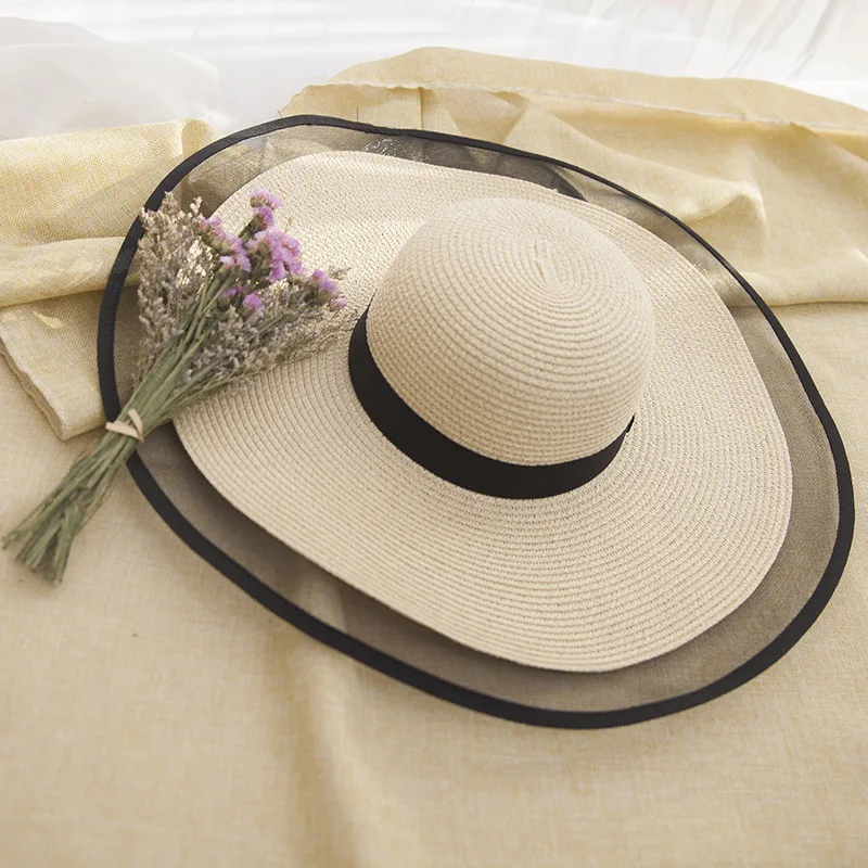 Women's Summer Sunscreen Sunshade Big Straw Hat - Beige - View 1