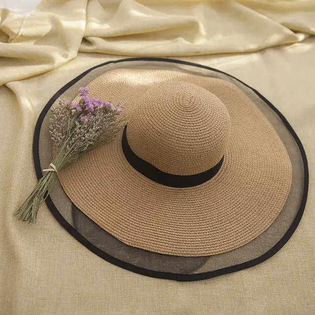 Women's Summer Sunscreen Sunshade Big Straw Hat Khaki - Shop at LoveMi
