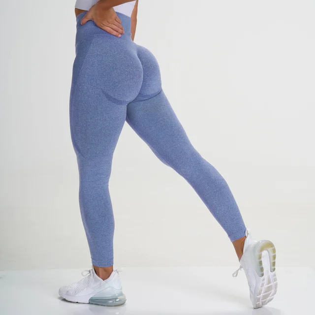 Knitted buttocks moisture wicking yoga pants Light Blue - Shop at LoveMi