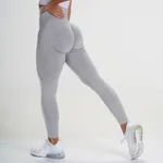 Knitted buttocks moisture wicking yoga pants - Light Grey