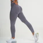 Knitted buttocks moisture wicking yoga pants - Navy Blue