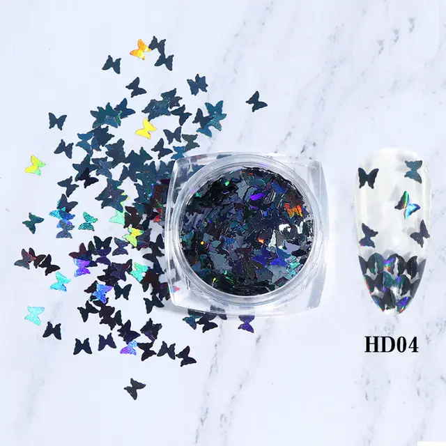 Butterfly Nail Laser Sequins Blue - Shop at LoveMi