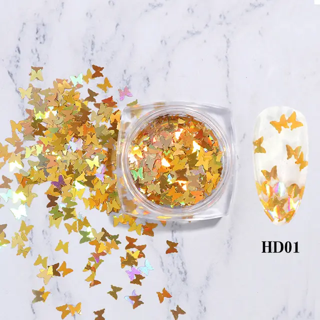 Butterfly Nail Laser Sequins Gold - Shop at LoveMi