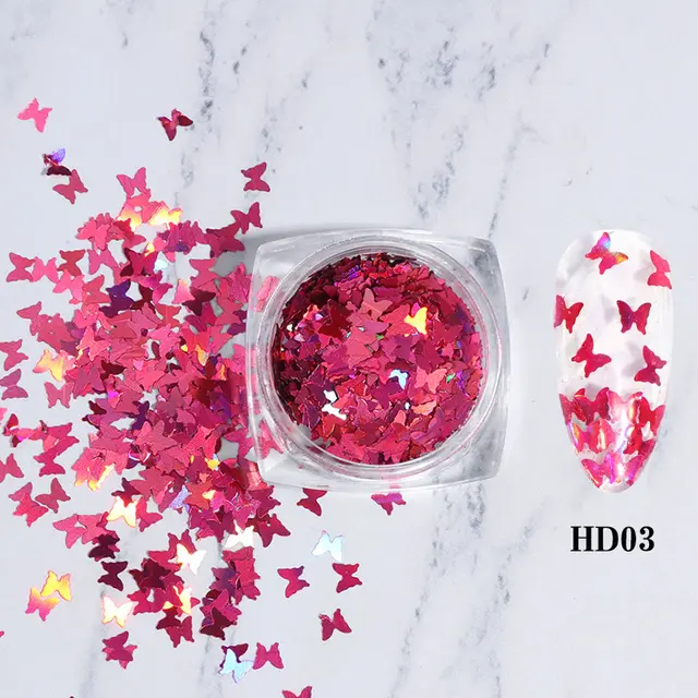 Butterfly Nail Laser Sequins Pink - Shop at LoveMi
