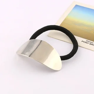 Headdress Simple Temperament Metal Smooth Leather Hair Loop - Silver