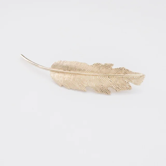 Feather Hairpin Antique Clip Headdress Back Head Hairpin Bangs Elegant Retro Leaves Gold - Shop at LoveMi