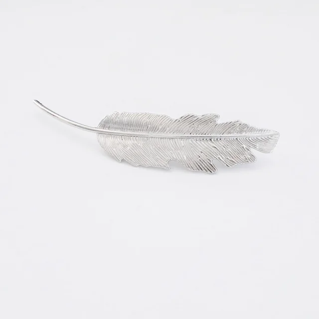 Feather Hairpin Antique Clip Headdress Back Head Hairpin Bangs Elegant Retro Leaves Silver - Shop at LoveMi