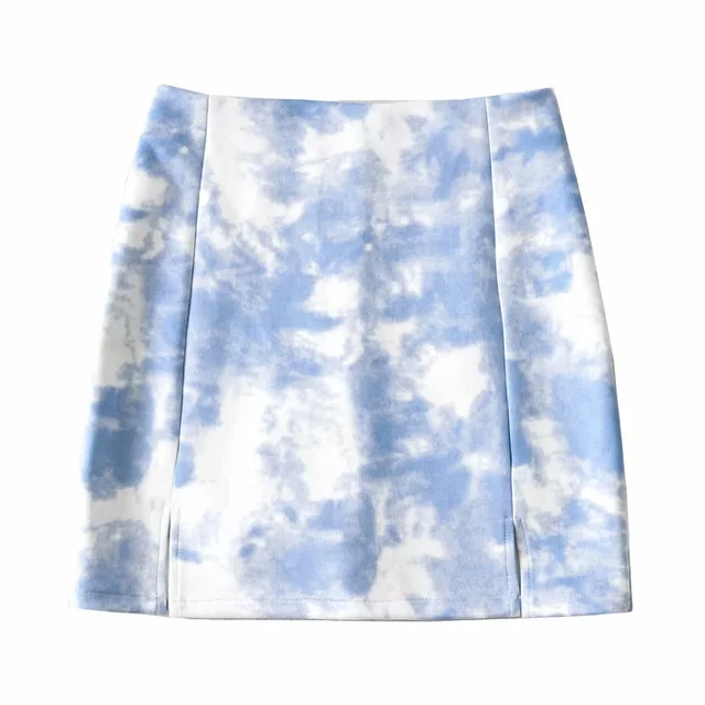 Suede Tie Dye Skirt Women Blue - Shop at LoveMi