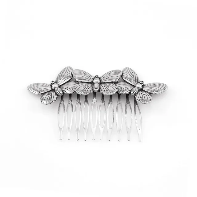 Korean Version Of Creative Headdress Retro Exaggerated Feather Leaf Spring Hairpin Ancient Silver Butterfly - Shop at LoveMi