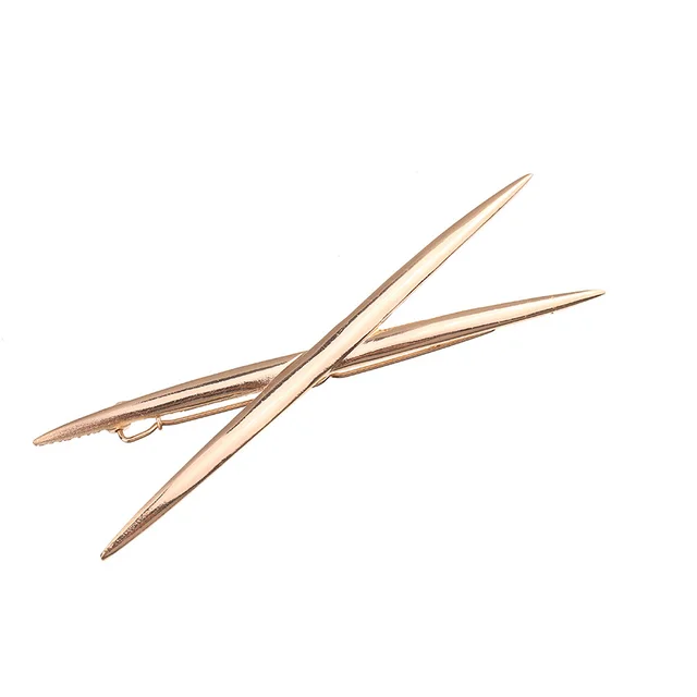 Korean Version Of Creative Headdress Retro Exaggerated Feather Leaf Spring Hairpin Gold X Shape - Shop at LoveMi