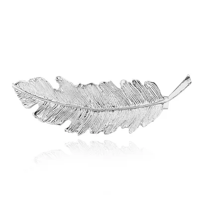 Korean Version Of Creative Headdress Retro Exaggerated Feather Leaf Spring Hairpin Silver - Shop at LoveMi
