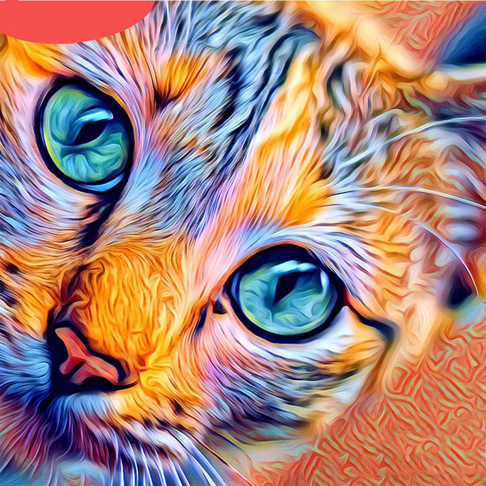 Animal Embroidery Cat Diamond Painting Home Decoration - Round