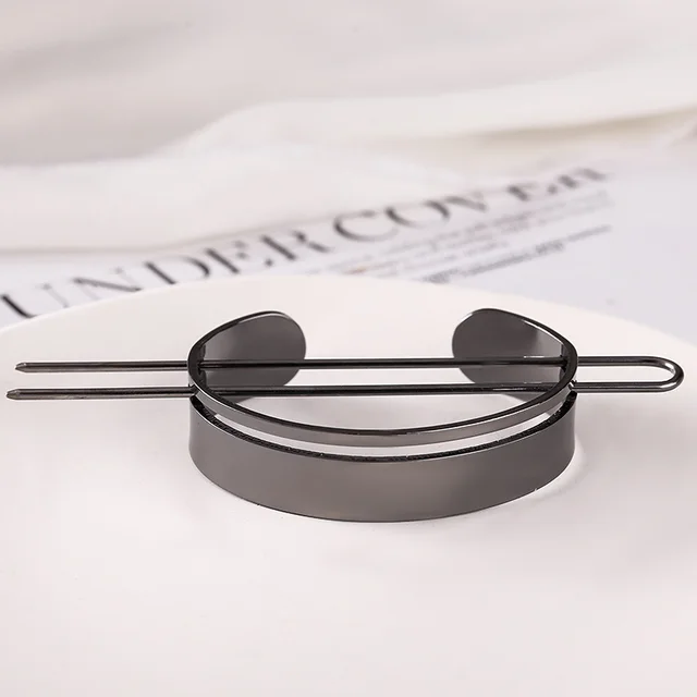 Net Red Hair Accessories Minimalist Metal Feather Hairpin Black - Shop at LoveMi
