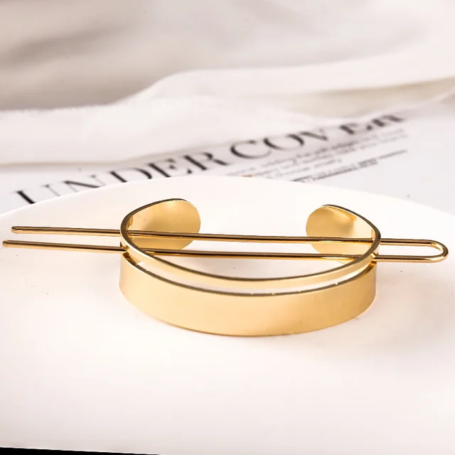 Net Red Hair Accessories Minimalist Metal Feather Hairpin Gold - Shop at LoveMi