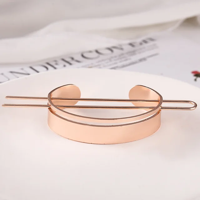 Net Red Hair Accessories Minimalist Metal Feather Hairpin Rose Gold - Shop at LoveMi