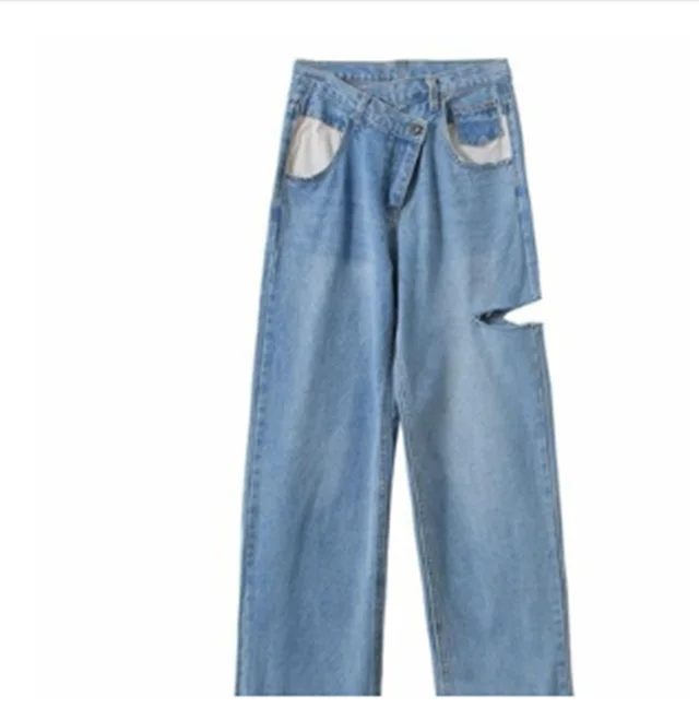 Ripped Jeans Women High Waist Casual Slim Light Blue - Shop at LoveMi