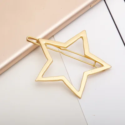 Hollow Smooth Five Pointed Star Hairpin, All Match Hairpin Side Clip Hair Accessories Gold - Shop at LoveMi