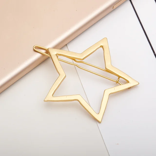 Hollow Smooth Five Pointed Star Hairpin, All Match Hairpin Side Clip Hair Accessories Gold - Shop at LoveMi