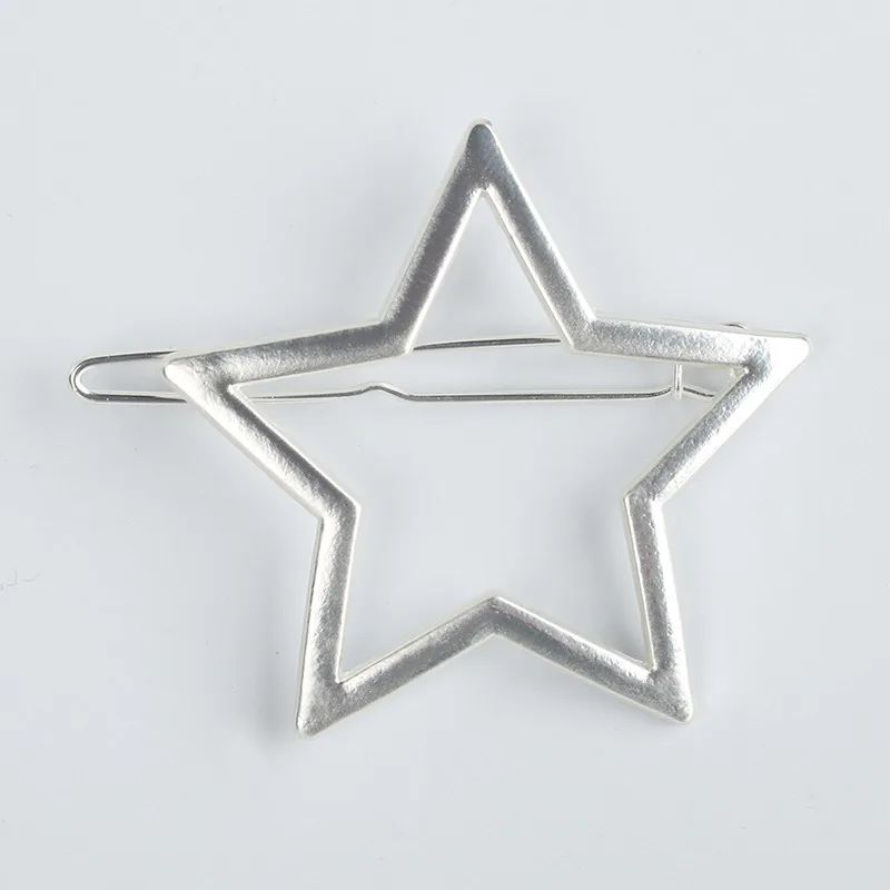 Hollow Smooth Five-Pointed Star Hairpin, All-Match Hairpin Side Clip Hair Accessories - Silver