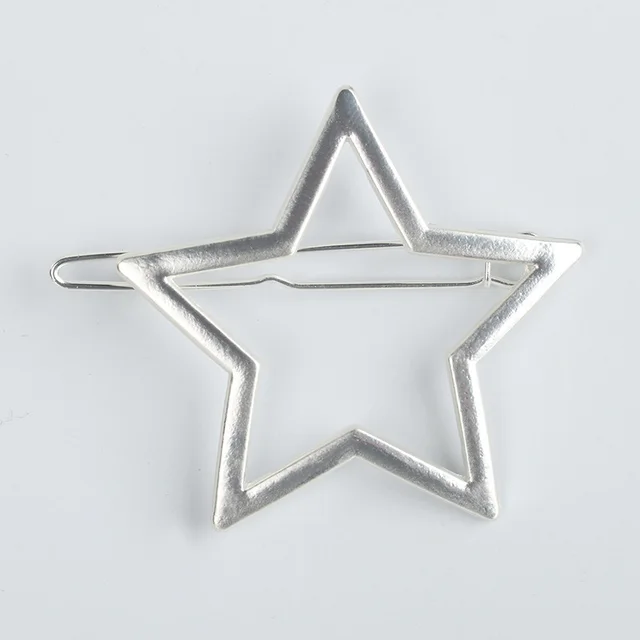 Hollow Smooth Five Pointed Star Hairpin, All Match Hairpin Side Clip Hair Accessories Silver - Shop at LoveMi
