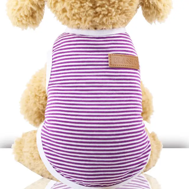 Dog Clothes Cat Clothes Pet Cotton Striped Vest Small Medium Large Dog Clothes Purple - Shop at LoveMi