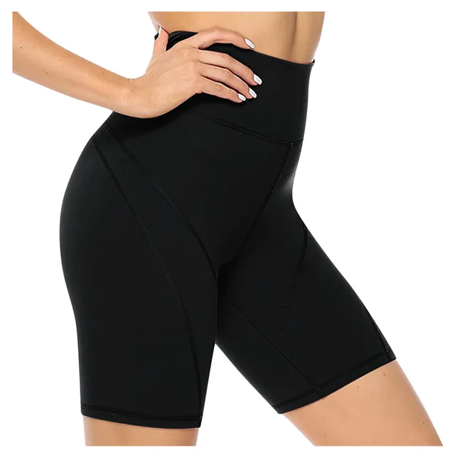 Tight High Waist Yoga Pants Women's Sports Shorts Solid Color Black - Shop at LoveMi