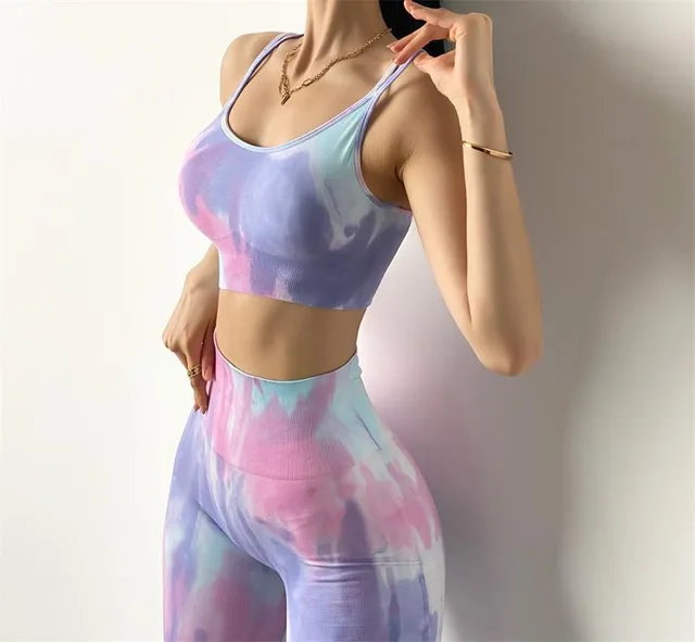 Tie Dye Yoga Suit Sexy Seamless Knitted Fitness Sports Tight Suit Women - Shop at LoveMi