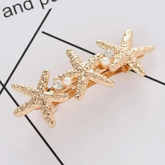 Fashion Retro Starfish Pearl Metal Hairpin Jewelry - Shop at LoveMi
