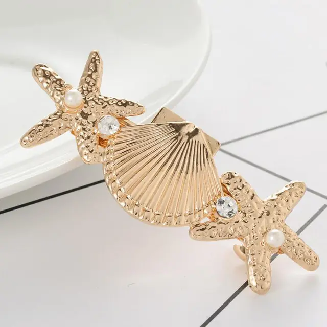 Fashion Retro Starfish Pearl Metal Hairpin Jewelry - Shop at LoveMi