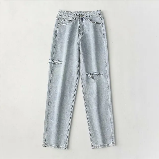 Women's ripped jeans are thin and loose in summer Blue - Shop at LoveMi