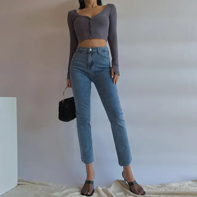 Women's High Waist Slim Slimming Stretch Jeans Blue - Shop at LoveMi