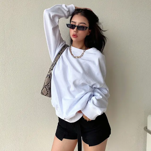 European And American Ins Bloggers Long Sleeved Pure White Sweater Women White - Shop at LoveMi