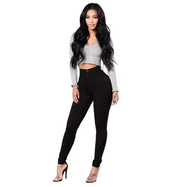 New Elastic Skinny Women's Small Feet Jeans Black - Shop at LoveMi