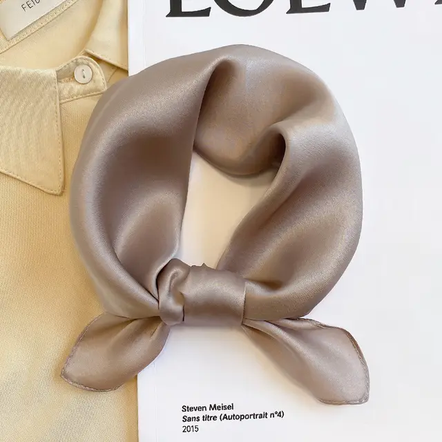 Scarf To Protect The Cervical Spine Autumn Thin Small Square Scarf Tie Hair Band Camel - Shop at LoveMi