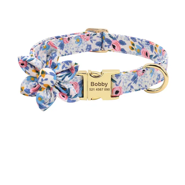 Fashion Printed Dog Collar Personalized Nylon Dog Collar Custom Pet Puppy Cat Collars Engraved ID Tag Collars Dog Accessories L - Shop at LoveMi
