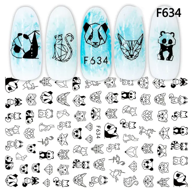 European And American Style Black And White Geometric Nail Art Stickers - Shop at LoveMi