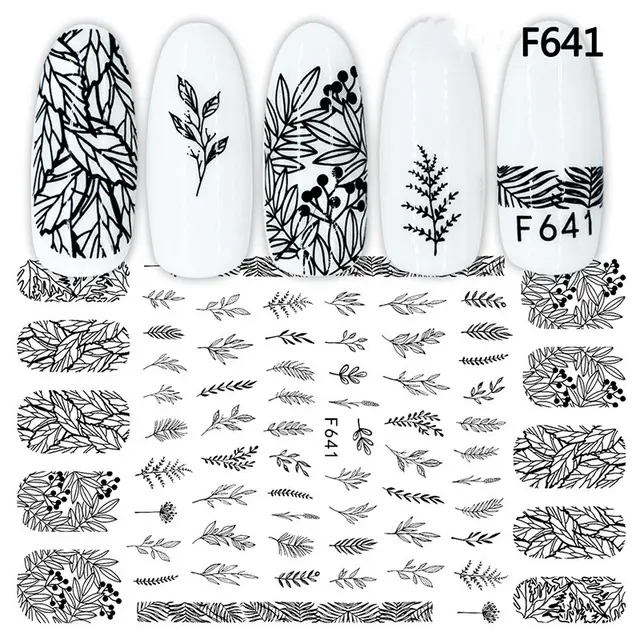 European And American Style Black And White Geometric Nail Art Stickers H - Shop at LoveMi