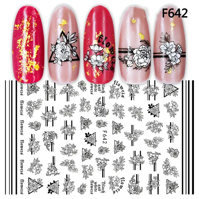 European And American Style Black And White Geometric Nail Art Stickers I - Shop at LoveMi